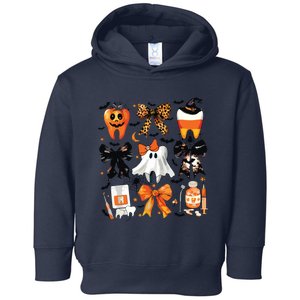 Coquette Bow Halloween Teeth Dentist Dental Assistant Ghost Toddler Hoodie