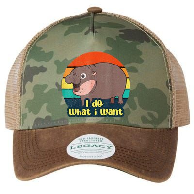 Cute Baby Hippo Moo Deng I Do What I Want Vintage Matching Legacy Tie Dye Trucker Hat