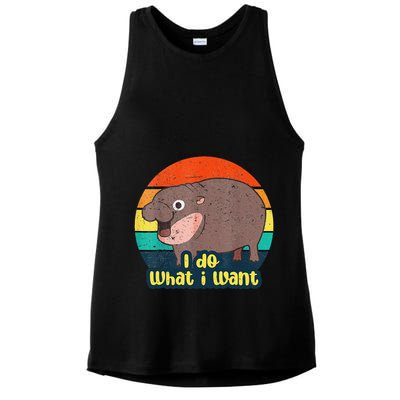 Cute Baby Hippo Moo Deng I Do What I Want Vintage Matching Ladies PosiCharge Tri-Blend Wicking Tank