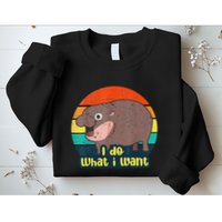 Cute Baby Hippo Moo Deng I Do What I Want Vintage Matching Sweatshirt