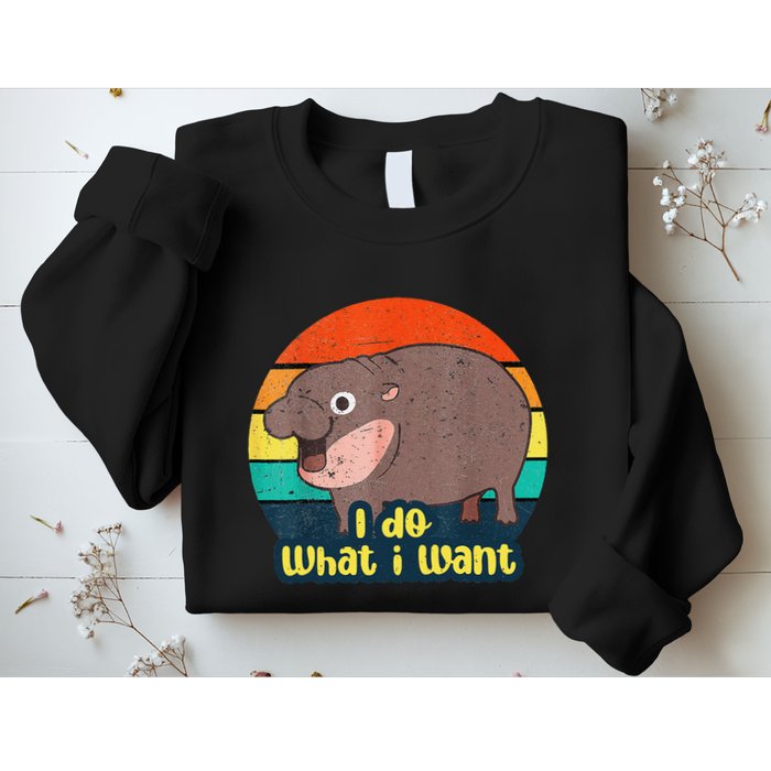 Cute Baby Hippo Moo Deng I Do What I Want Vintage Matching Sweatshirt