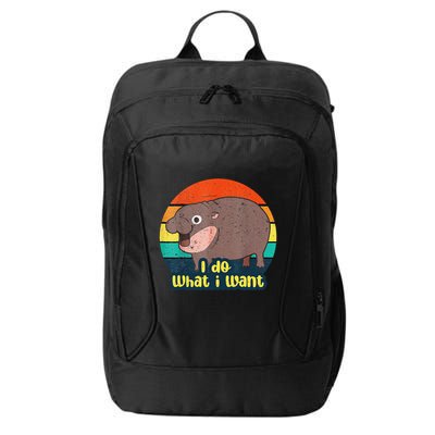 Cute Baby Hippo Moo Deng I Do What I Want Vintage Matching City Backpack