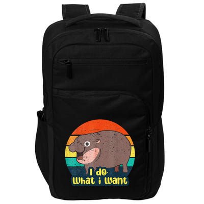 Cute Baby Hippo Moo Deng I Do What I Want Vintage Matching Impact Tech Backpack