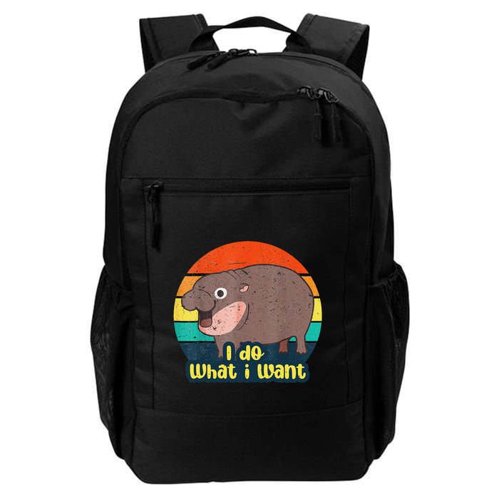 Cute Baby Hippo Moo Deng I Do What I Want Vintage Matching Backpack