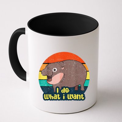 Cute Baby Hippo Moo Deng I Do What I Want Vintage Matching Mug