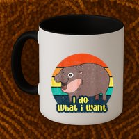 Cute Baby Hippo Moo Deng I Do What I Want Vintage Matching Mug