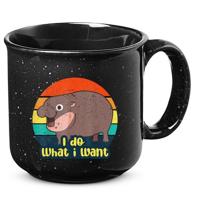 Cute Baby Hippo Moo Deng I Do What I Want Vintage Matching 15oz Campfire Ceramic Mug