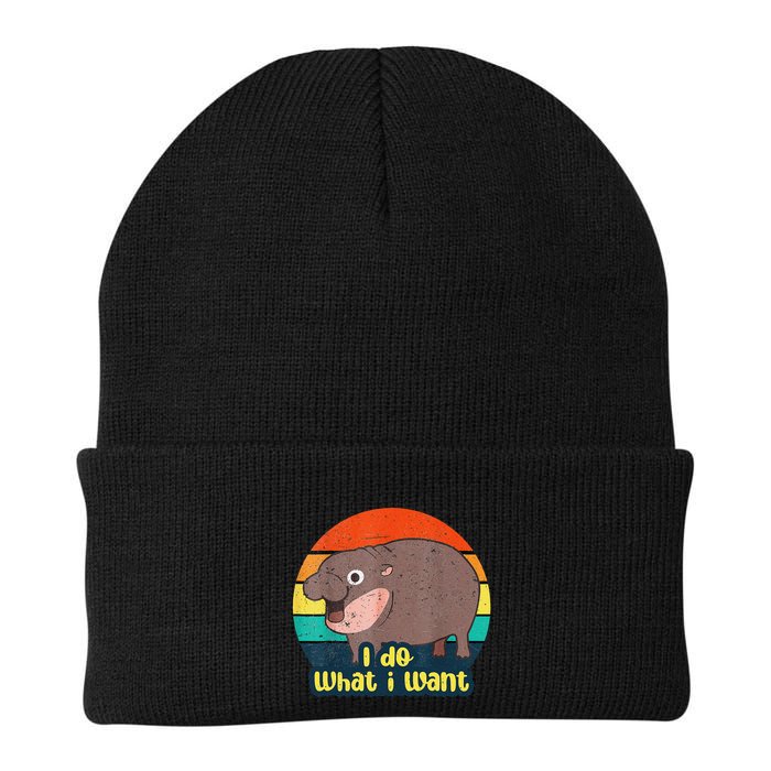 Cute Baby Hippo Moo Deng I Do What I Want Vintage Matching Beanie