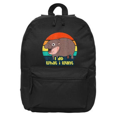 Cute Baby Hippo Moo Deng I Do What I Want Vintage Matching 16 in Basic Backpack