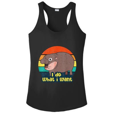 Cute Baby Hippo Moo Deng I Do What I Want Vintage Matching Ladies PosiCharge Competitor Racerback Tank