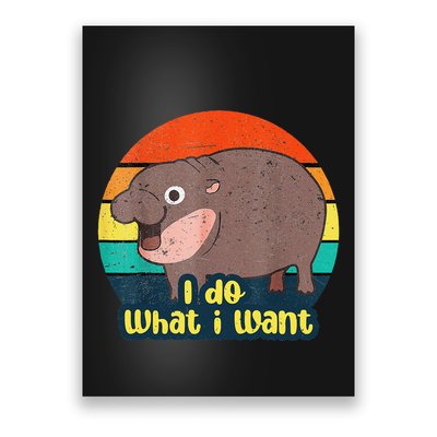 Cute Baby Hippo Moo Deng I Do What I Want Vintage Matching Poster