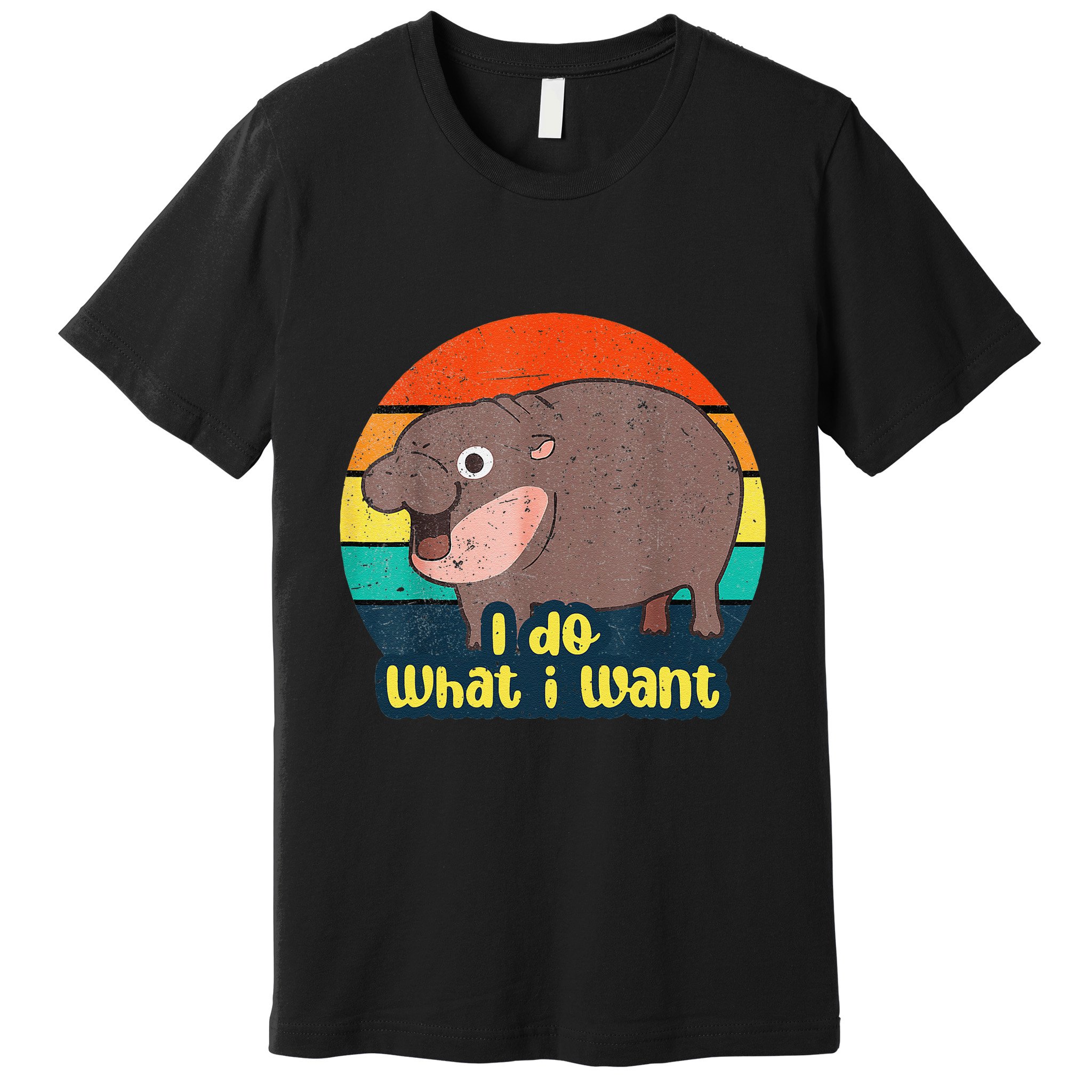 Cute Baby Hippo Moo Deng I Do What I Want Vintage Matching Premium T-Shirt