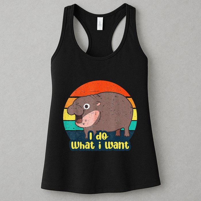 Cute Baby Hippo Moo Deng I Do What I Want Vintage Matching Womens Tank Top