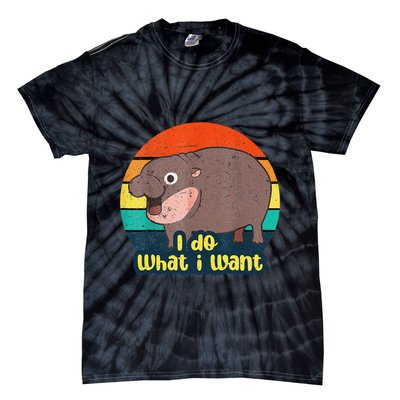 Cute Baby Hippo Moo Deng I Do What I Want Vintage Matching Tie-Dye T-Shirt