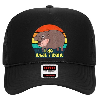 Cute Baby Hippo Moo Deng I Do What I Want Vintage Matching Trucker Hat