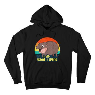 Cute Baby Hippo Moo Deng I Do What I Want Vintage Matching Tall Hoodie
