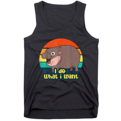 Cute Baby Hippo Moo Deng I Do What I Want Vintage Matching Tank Top