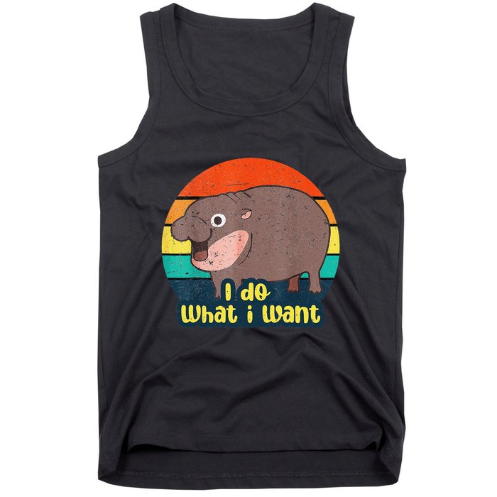 Cute Baby Hippo Moo Deng I Do What I Want Vintage Matching Tank Top