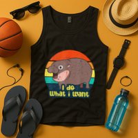 Cute Baby Hippo Moo Deng I Do What I Want Vintage Matching Tank Top