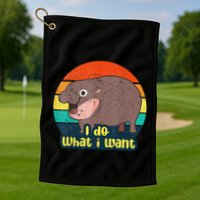 Cute Baby Hippo Moo Deng I Do What I Want Vintage Matching Golf Towel
