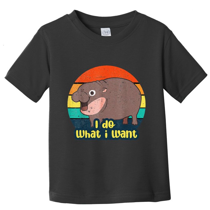 Cute Baby Hippo Moo Deng I Do What I Want Vintage Matching Toddler T-Shirt