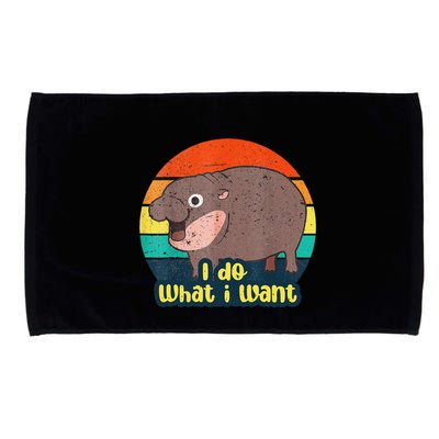 Cute Baby Hippo Moo Deng I Do What I Want Vintage Matching Microfiber Hand Towel