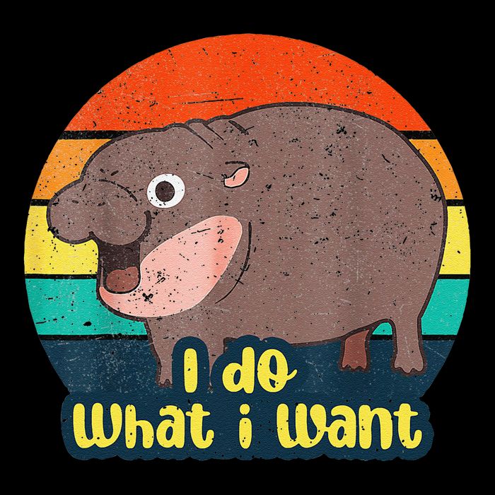 Cute Baby Hippo Moo Deng I Do What I Want Vintage Matching Visor