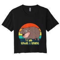 Cute Baby Hippo Moo Deng I Do What I Want Vintage Matching Crop Top