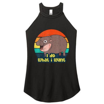 Cute Baby Hippo Moo Deng I Do What I Want Vintage Matching Women's Perfect Tri Rocker Tank