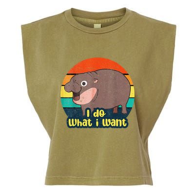 Cute Baby Hippo Moo Deng I Do What I Want Vintage Matching Garment-Dyed Women's Muscle Tee