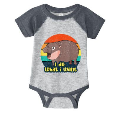 Cute Baby Hippo Moo Deng I Do What I Want Vintage Matching Infant Baby Jersey Bodysuit
