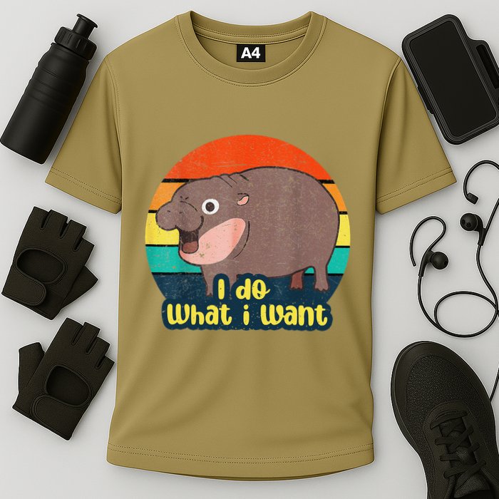 Cute Baby Hippo Moo Deng I Do What I Want Vintage Matching Performance Shirt