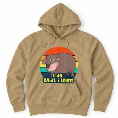 Cute Baby Hippo Moo Deng I Do What I Want Vintage Matching Hoodie
