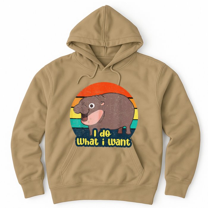 Cute Baby Hippo Moo Deng I Do What I Want Vintage Matching Hoodie
