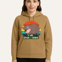 Cute Baby Hippo Moo Deng I Do What I Want Vintage Matching Hoodie