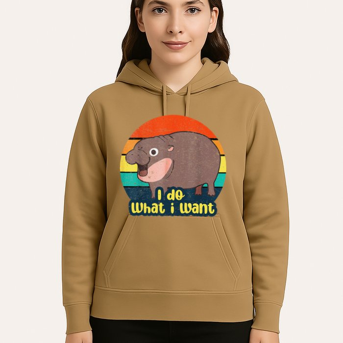 Cute Baby Hippo Moo Deng I Do What I Want Vintage Matching Hoodie