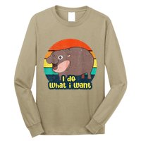 Cute Baby Hippo Moo Deng I Do What I Want Vintage Matching Long Sleeve Shirt