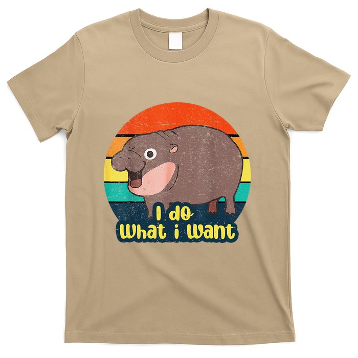 Cute Baby Hippo Moo Deng I Do What I Want Vintage Matching T-Shirt