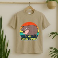 Cute Baby Hippo Moo Deng I Do What I Want Vintage Matching T-Shirt