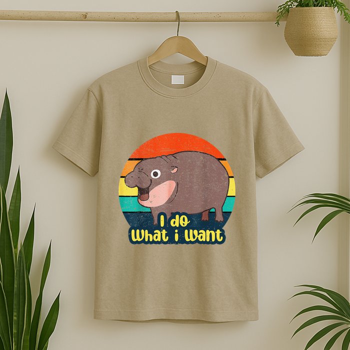 Cute Baby Hippo Moo Deng I Do What I Want Vintage Matching T-Shirt