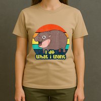 Cute Baby Hippo Moo Deng I Do What I Want Vintage Matching T-Shirt