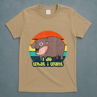 Cute Baby Hippo Moo Deng I Do What I Want Vintage Matching T-Shirt