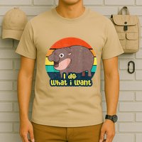 Cute Baby Hippo Moo Deng I Do What I Want Vintage Matching T-Shirt