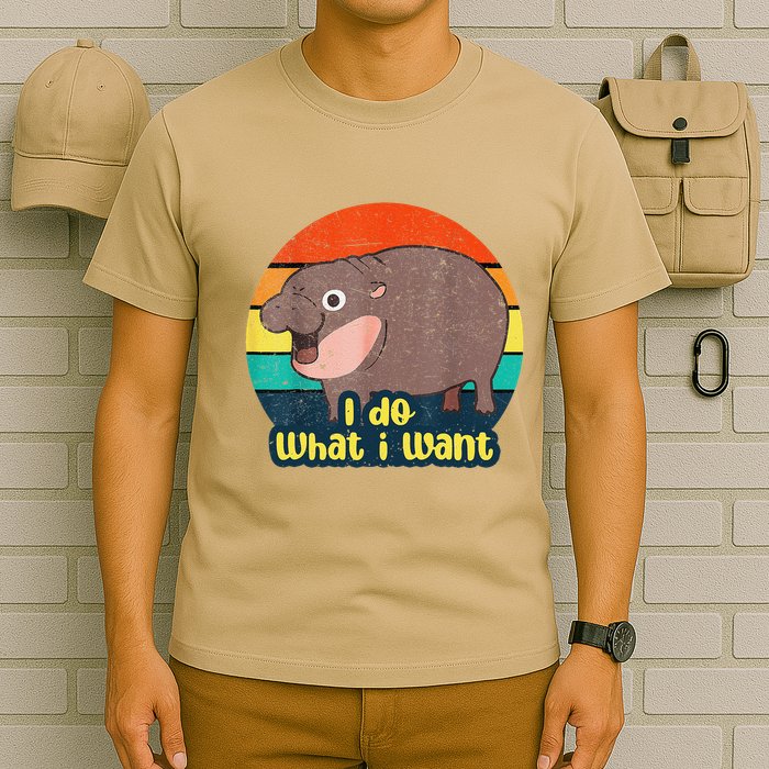 Cute Baby Hippo Moo Deng I Do What I Want Vintage Matching T-Shirt