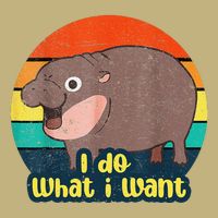Cute Baby Hippo Moo Deng I Do What I Want Vintage Matching Button