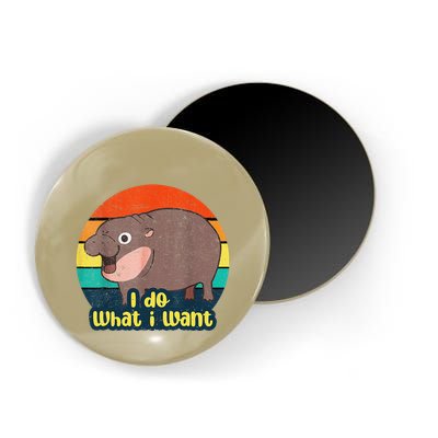 Cute Baby Hippo Moo Deng I Do What I Want Vintage Matching Magnet