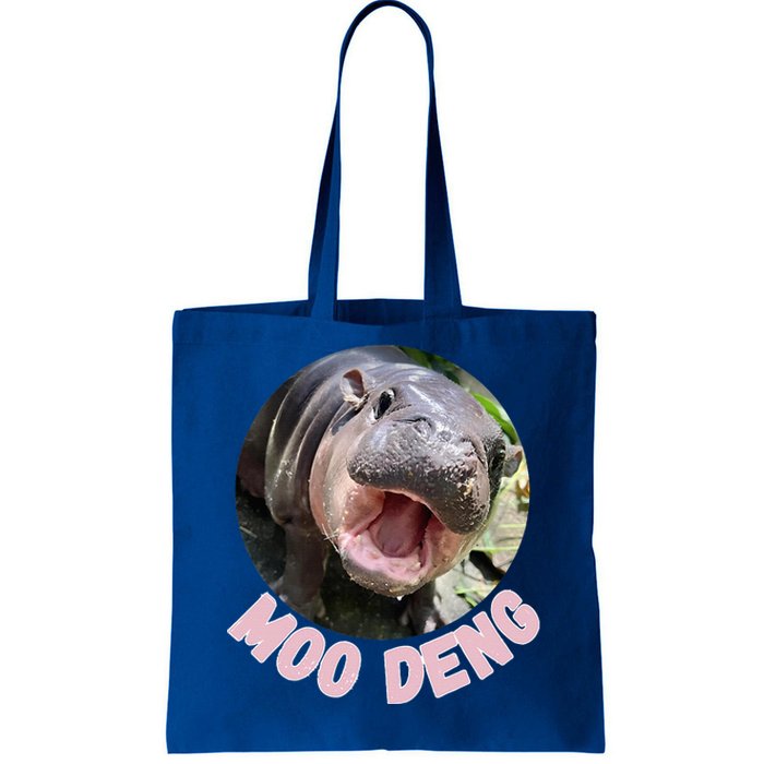 Cute Baby Hippo Moo Deng Bouncy Pig In Thai Hippopotamus Tote Bag