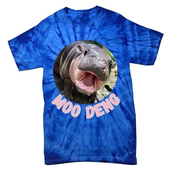 Cute Baby Hippo Moo Deng Bouncy Pig In Thai Hippopotamus Tie-Dye T-Shirt