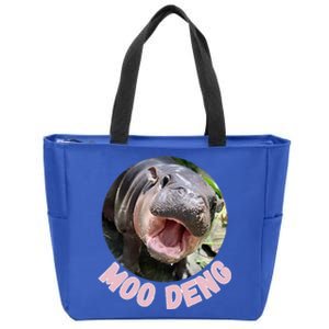 Cute Baby Hippo Moo Deng Bouncy Pig In Thai Hippopotamus Zip Tote Bag