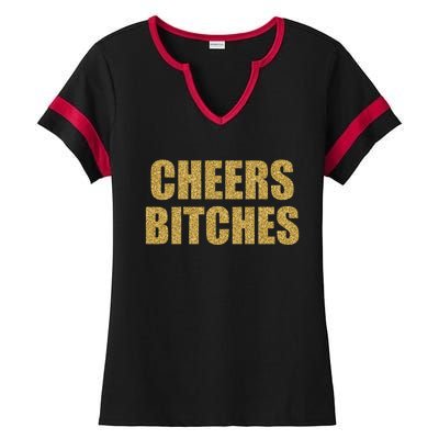 Cheers Bitches Happy New Year Celebration New Years Eve Cool Gift Ladies Halftime Notch Neck Tee